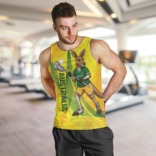 Personalised Australia Lacrosse Men Tank Top Go Aussie Kangaroo Dynamic Style