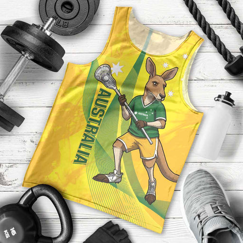 Personalised Australia Lacrosse Men Tank Top Go Aussie Kangaroo Dynamic Style