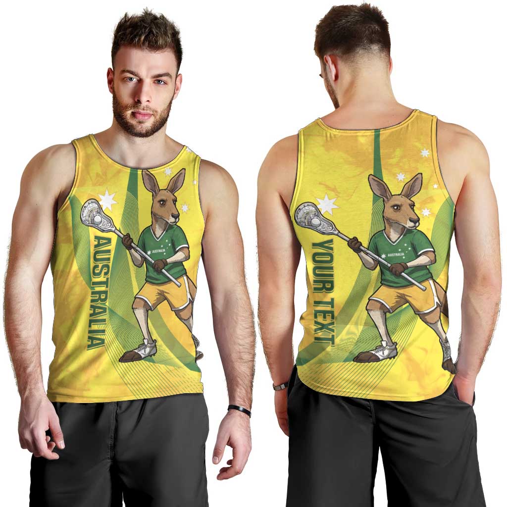 Personalised Australia Lacrosse Men Tank Top Go Aussie Kangaroo Dynamic Style