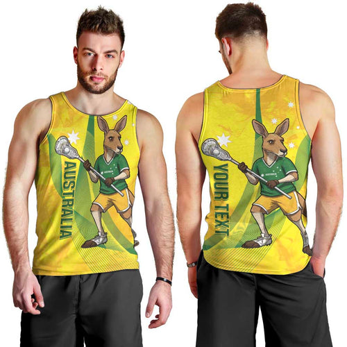 Personalised Australia Lacrosse Men Tank Top Go Aussie Kangaroo Dynamic Style