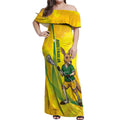 Personalised Australia Lacrosse Off Shoulder Maxi Dress Go Aussie Kangaroo Dynamic Style