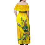 Personalised Australia Lacrosse Off Shoulder Maxi Dress Go Aussie Kangaroo Dynamic Style