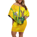 Personalised Australia Lacrosse Off Shoulder Short Dress Go Aussie Kangaroo Dynamic Style