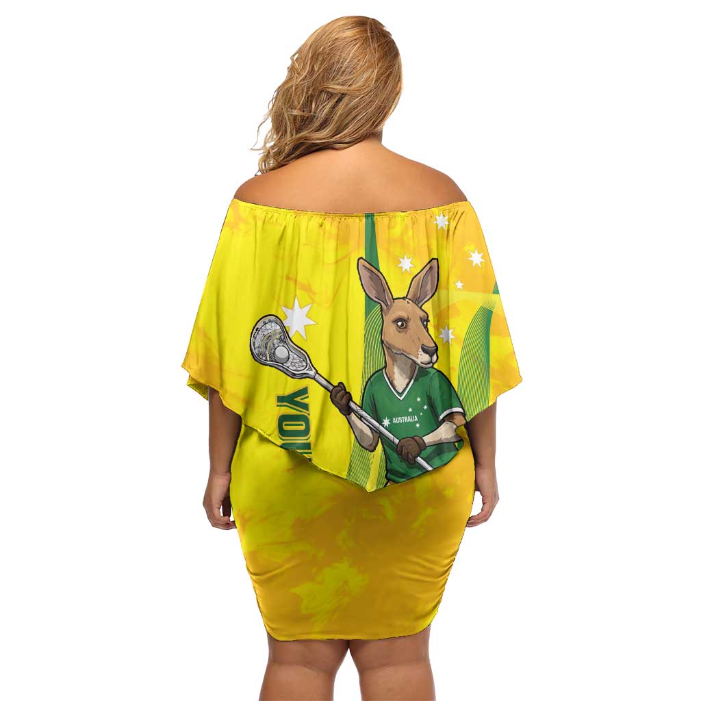 Personalised Australia Lacrosse Off Shoulder Short Dress Go Aussie Kangaroo Dynamic Style