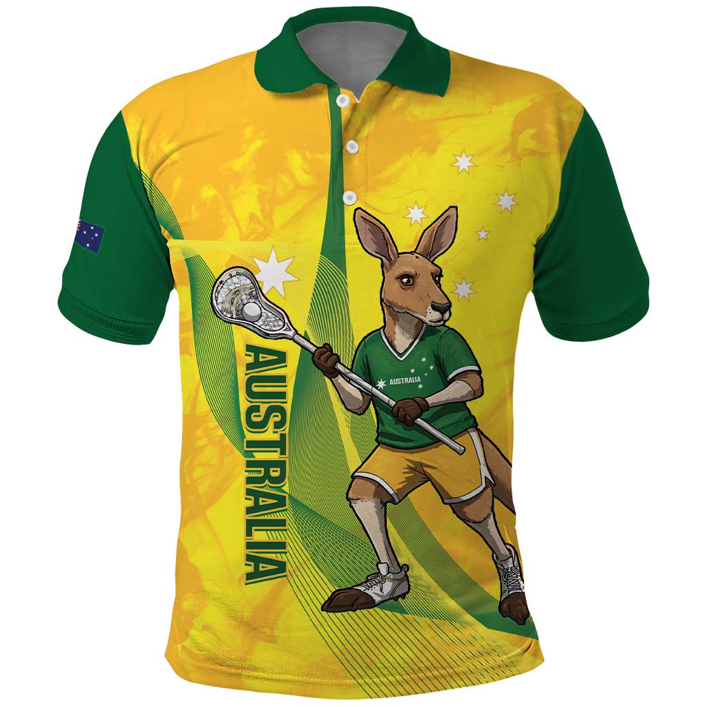 Personalised Australia Lacrosse Polo Shirt Go Aussie Kangaroo Dynamic Style