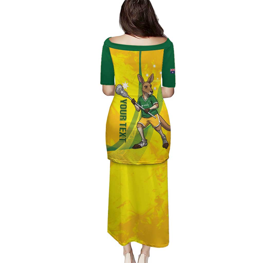 Personalised Australia Lacrosse Puletasi Go Aussie Kangaroo Dynamic Style