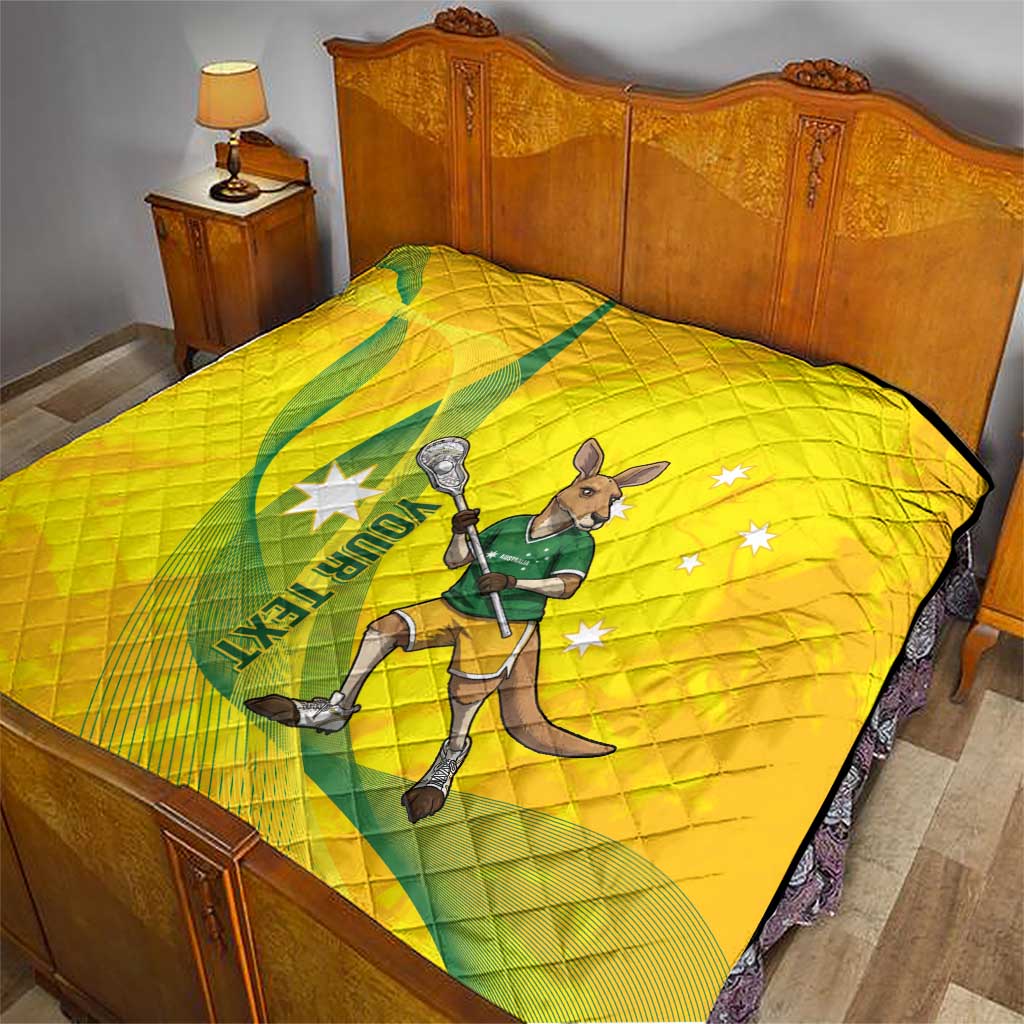 Personalised Australia Lacrosse Quilt Go Aussie Kangaroo Dynamic Style