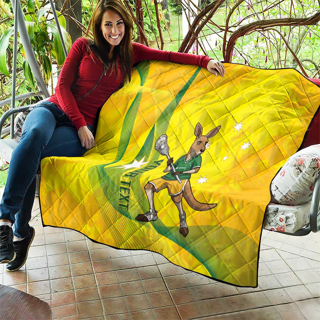 Personalised Australia Lacrosse Quilt Go Aussie Kangaroo Dynamic Style