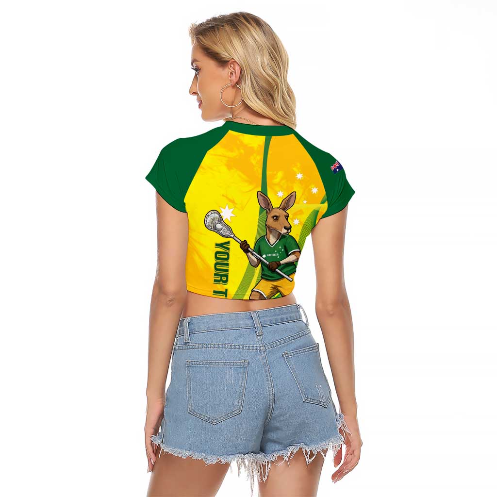 Personalised Australia Lacrosse Raglan Cropped T Shirt Go Aussie Kangaroo Dynamic Style