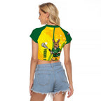 Personalised Australia Lacrosse Raglan Cropped T Shirt Go Aussie Kangaroo Dynamic Style