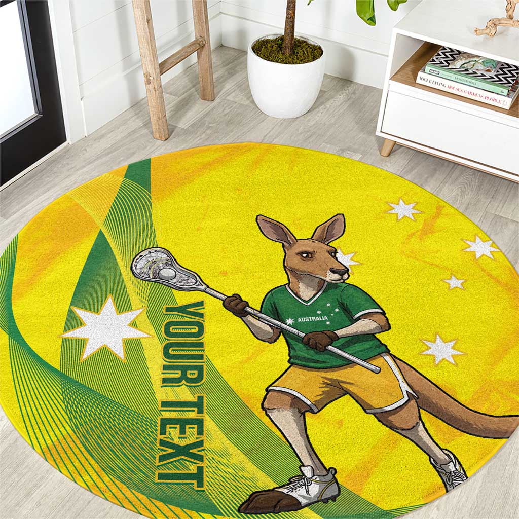 Personalised Australia Lacrosse Round Carpet Go Aussie Kangaroo Dynamic Style