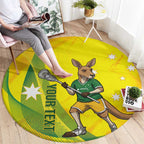 Personalised Australia Lacrosse Round Carpet Go Aussie Kangaroo Dynamic Style