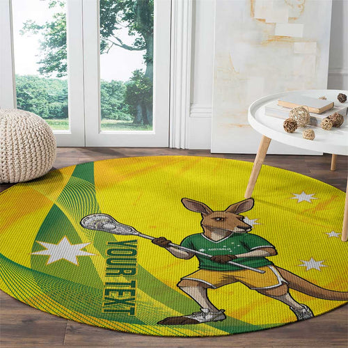 Personalised Australia Lacrosse Round Carpet Go Aussie Kangaroo Dynamic Style