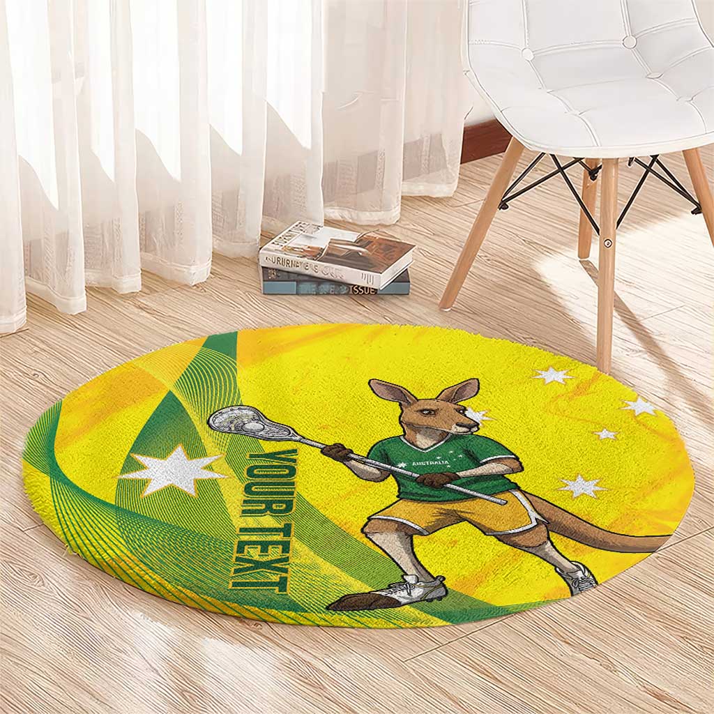 Personalised Australia Lacrosse Round Carpet Go Aussie Kangaroo Dynamic Style