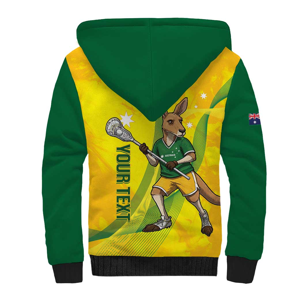Personalised Australia Lacrosse Sherpa Hoodie Go Aussie Kangaroo Dynamic Style