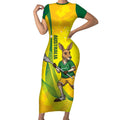 Personalised Australia Lacrosse Short Sleeve Bodycon Dress Go Aussie Kangaroo Dynamic Style