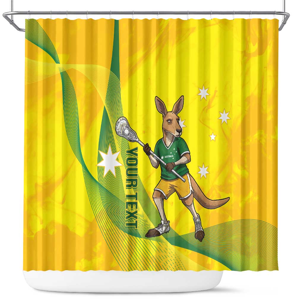 Personalised Australia Lacrosse Shower Curtain Go Aussie Kangaroo Dynamic Style