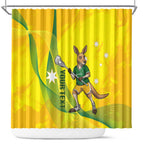 Personalised Australia Lacrosse Shower Curtain Go Aussie Kangaroo Dynamic Style