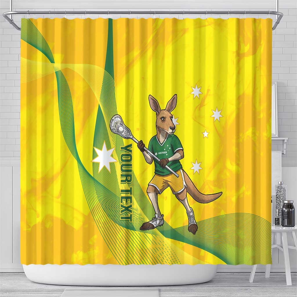Personalised Australia Lacrosse Shower Curtain Go Aussie Kangaroo Dynamic Style
