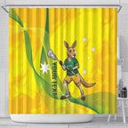 Personalised Australia Lacrosse Shower Curtain Go Aussie Kangaroo Dynamic Style
