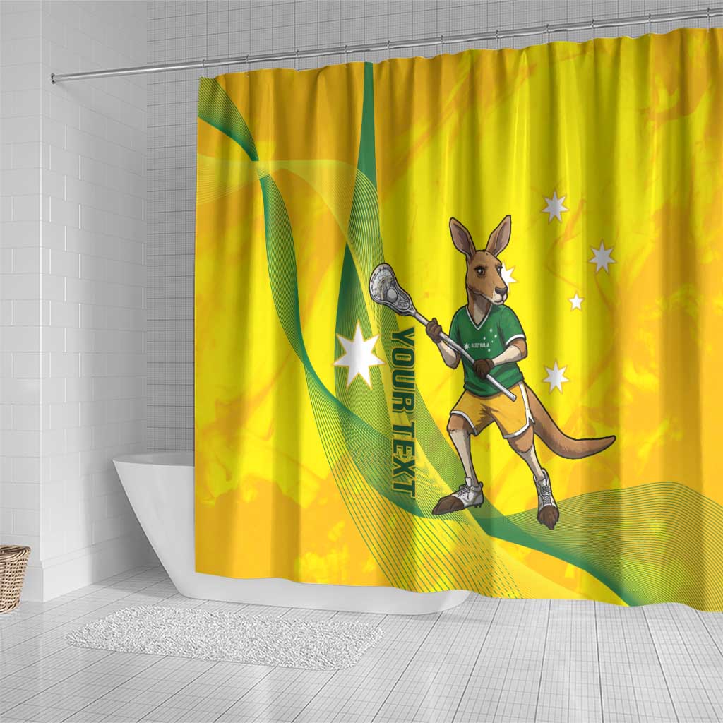 Personalised Australia Lacrosse Shower Curtain Go Aussie Kangaroo Dynamic Style