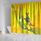 Personalised Australia Lacrosse Shower Curtain Go Aussie Kangaroo Dynamic Style