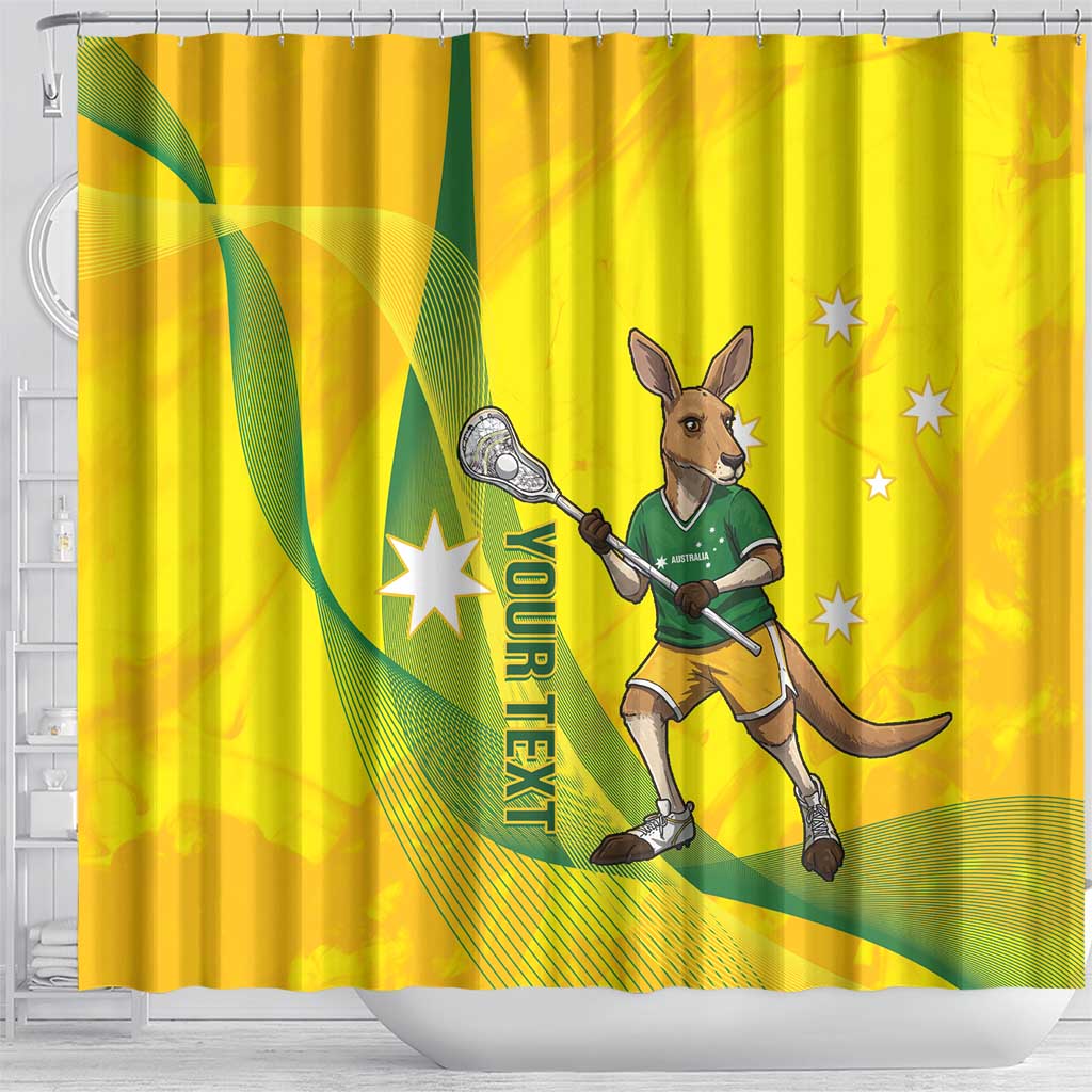 Personalised Australia Lacrosse Shower Curtain Go Aussie Kangaroo Dynamic Style