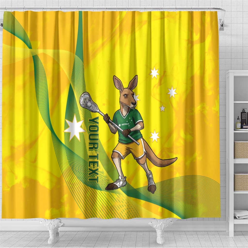 Personalised Australia Lacrosse Shower Curtain Go Aussie Kangaroo Dynamic Style