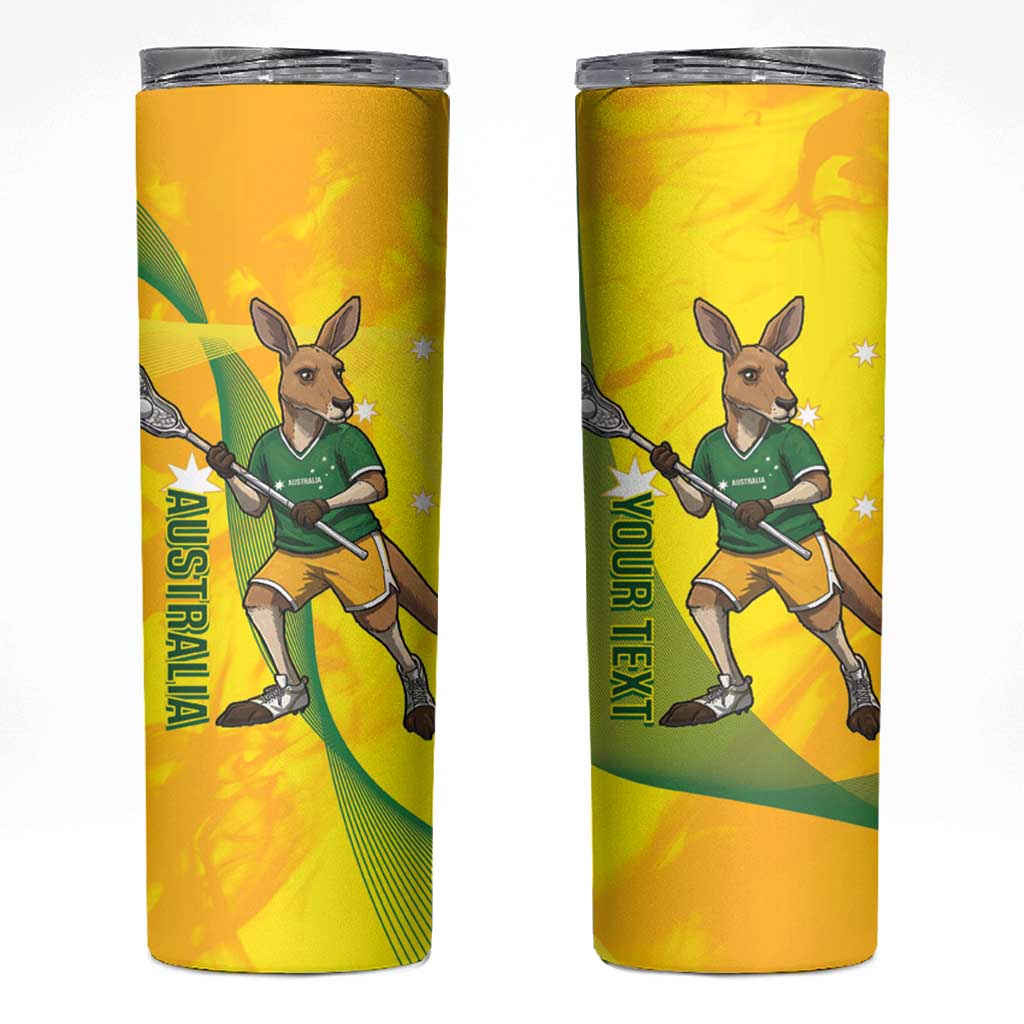 Personalised Australia Lacrosse Skinny Tumbler Go Aussie Kangaroo Dynamic Style