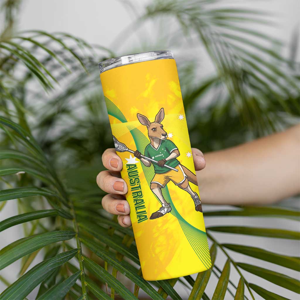 Personalised Australia Lacrosse Skinny Tumbler Go Aussie Kangaroo Dynamic Style