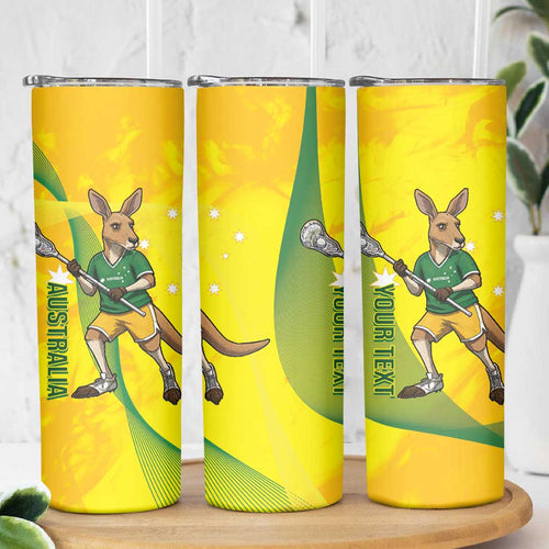 Personalised Australia Lacrosse Skinny Tumbler Go Aussie Kangaroo Dynamic Style