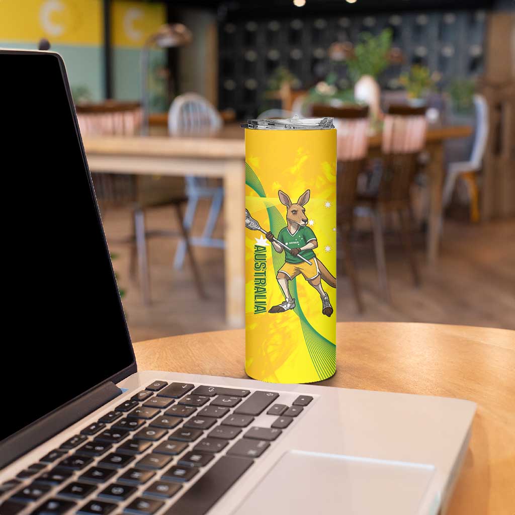 Personalised Australia Lacrosse Skinny Tumbler Go Aussie Kangaroo Dynamic Style