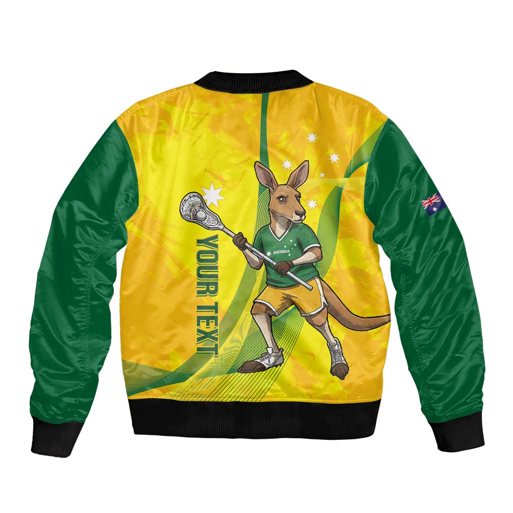 Personalised Australia Lacrosse Sleeve Zip Bomber Jacket Go Aussie Kangaroo Dynamic Style