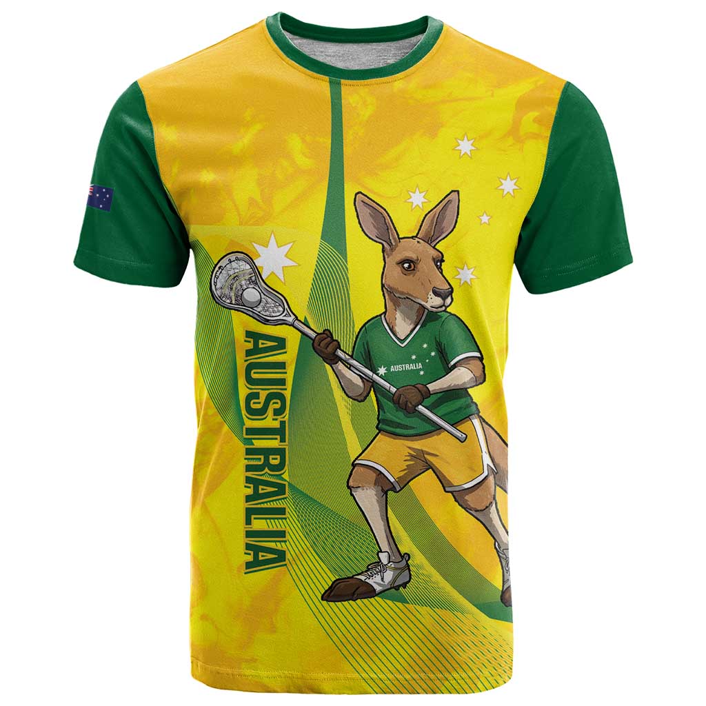 Personalised Australia Lacrosse T Shirt Go Aussie Kangaroo Dynamic Style