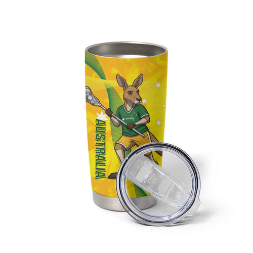 Personalised Australia Lacrosse Tumbler Cup Go Aussie Kangaroo Dynamic Style