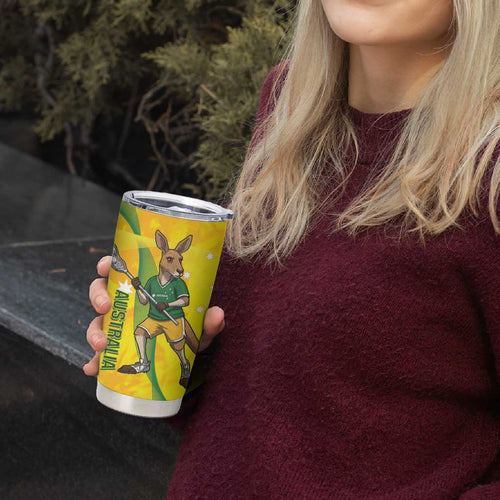 Personalised Australia Lacrosse Tumbler Cup Go Aussie Kangaroo Dynamic Style