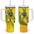 Personalised Australia Lacrosse Tumbler With Handle Go Aussie Kangaroo Dynamic Style