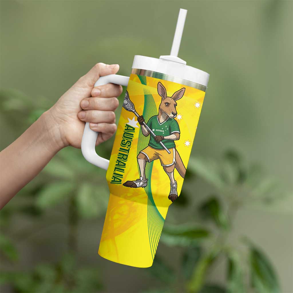 Personalised Australia Lacrosse Tumbler With Handle Go Aussie Kangaroo Dynamic Style