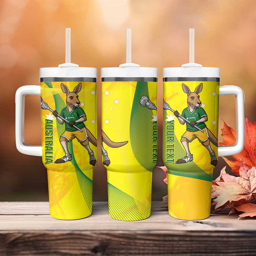Personalised Australia Lacrosse Tumbler With Handle Go Aussie Kangaroo Dynamic Style