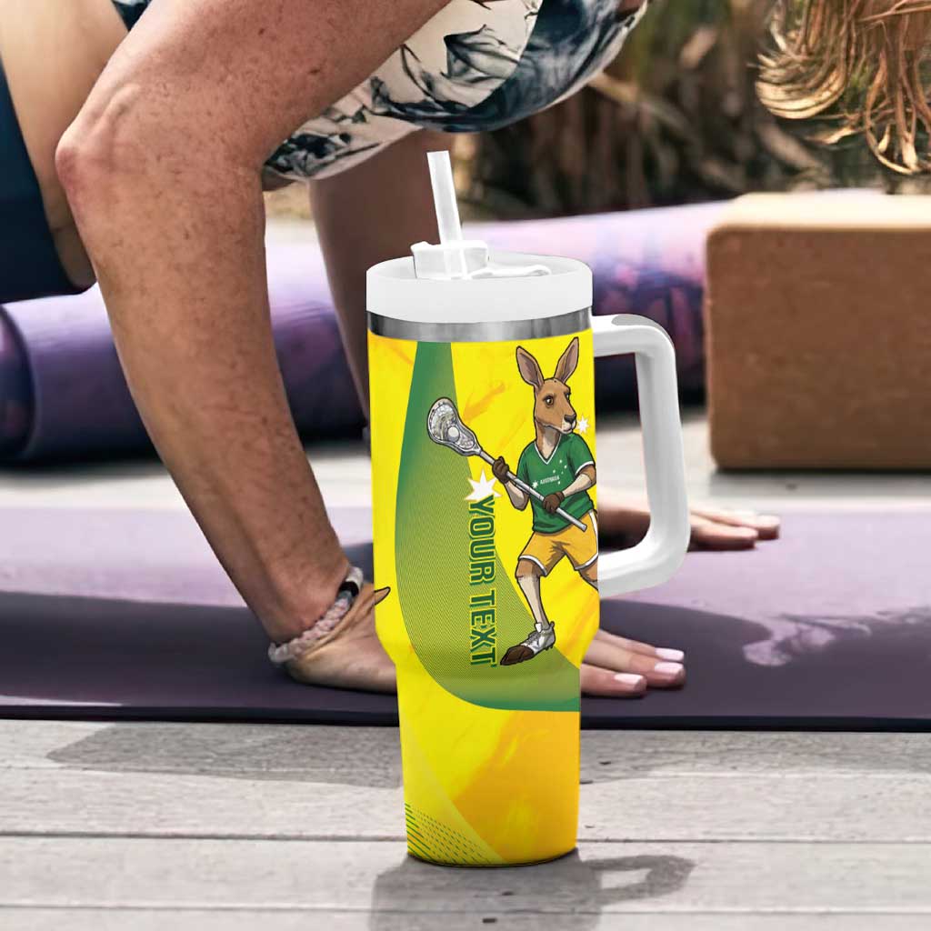 Personalised Australia Lacrosse Tumbler With Handle Go Aussie Kangaroo Dynamic Style