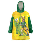 Personalised Australia Lacrosse Wearable Blanket Hoodie Go Aussie Kangaroo Dynamic Style