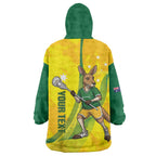Personalised Australia Lacrosse Wearable Blanket Hoodie Go Aussie Kangaroo Dynamic Style