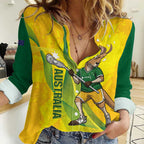 Personalised Australia Lacrosse Women Casual Shirt Go Aussie Kangaroo Dynamic Style