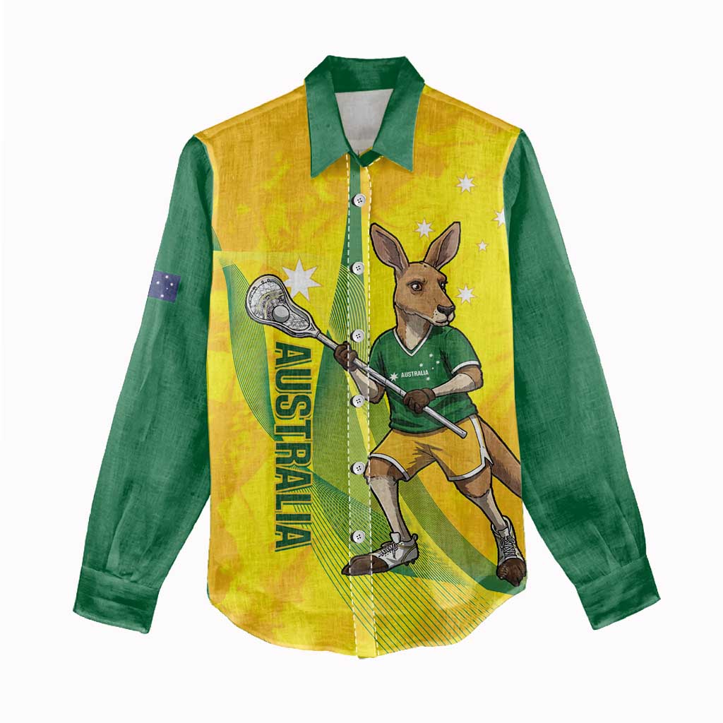 Personalised Australia Lacrosse Women Casual Shirt Go Aussie Kangaroo Dynamic Style