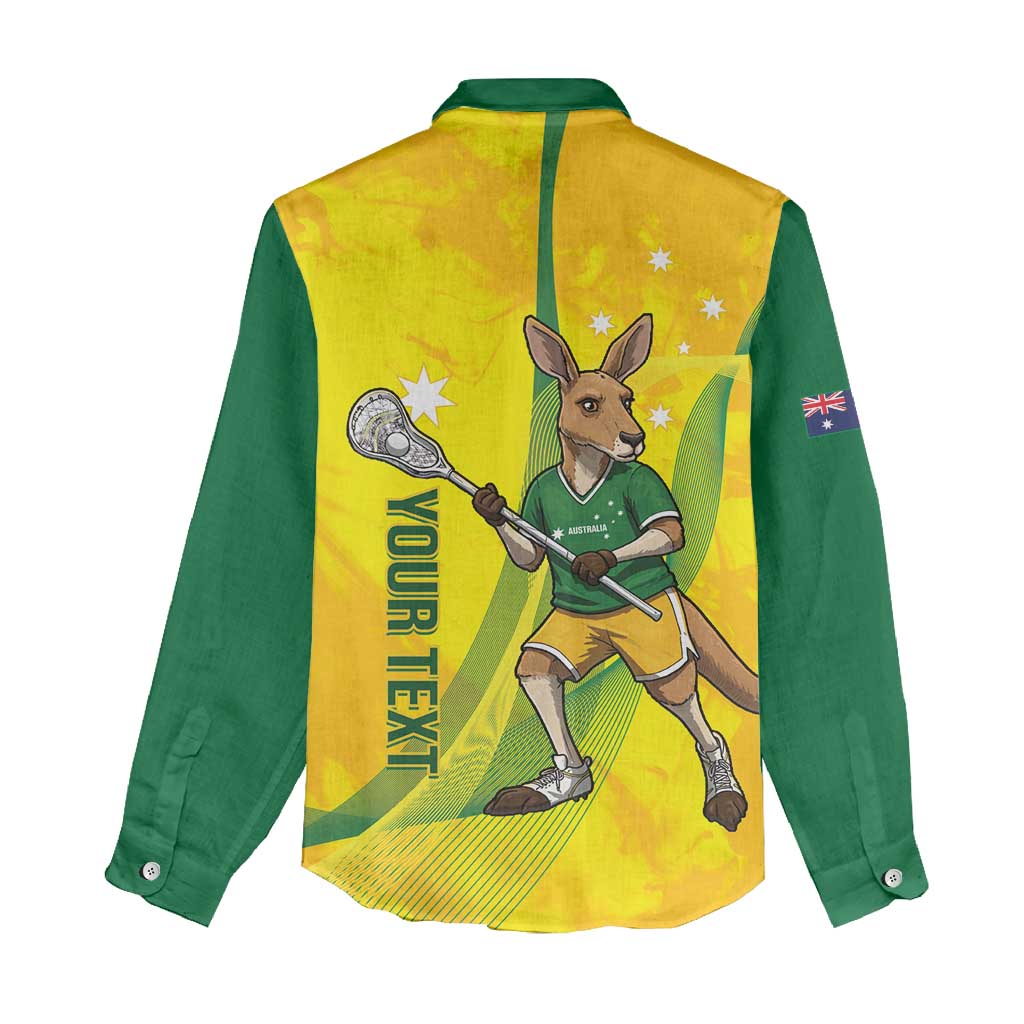 Personalised Australia Lacrosse Women Casual Shirt Go Aussie Kangaroo Dynamic Style