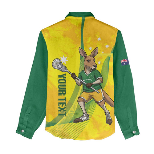 Personalised Australia Lacrosse Women Casual Shirt Go Aussie Kangaroo Dynamic Style