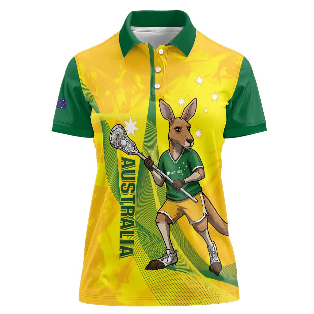 Personalised Australia Lacrosse Women Polo Shirt Go Aussie Kangaroo Dynamic Style