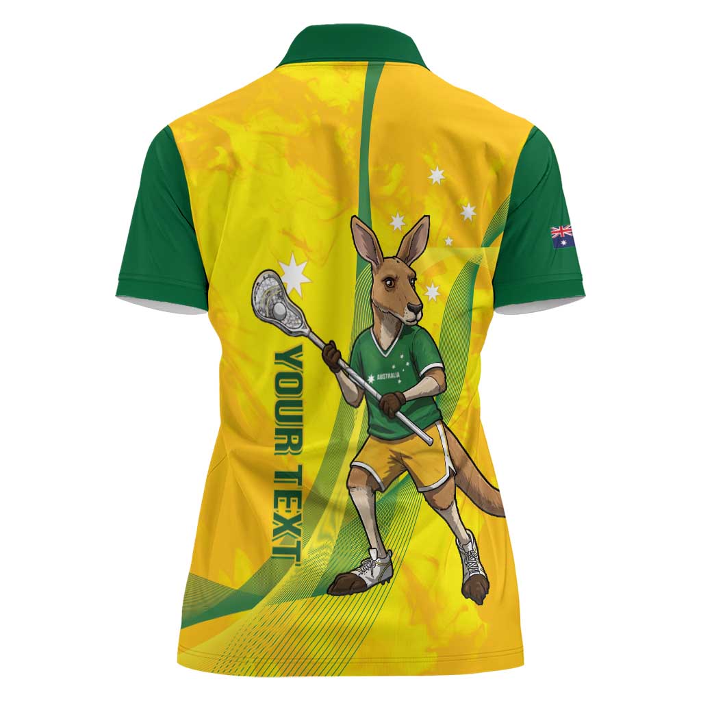 Personalised Australia Lacrosse Women Polo Shirt Go Aussie Kangaroo Dynamic Style