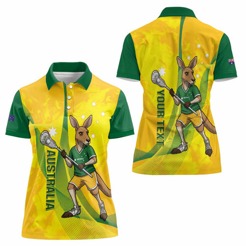 Personalised Australia Lacrosse Women Polo Shirt Go Aussie Kangaroo Dynamic Style