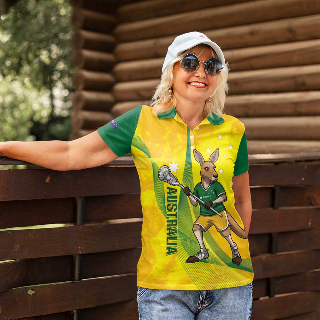 Personalised Australia Lacrosse Women Polo Shirt Go Aussie Kangaroo Dynamic Style